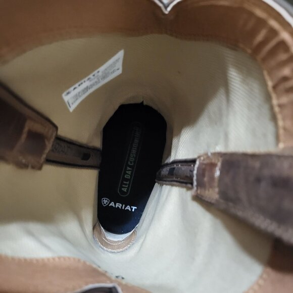 Women Ariat Round Up Wide Square Toe Beduino Brown Turquoise Floral Embossed 9.5 - Picture 2 of 15